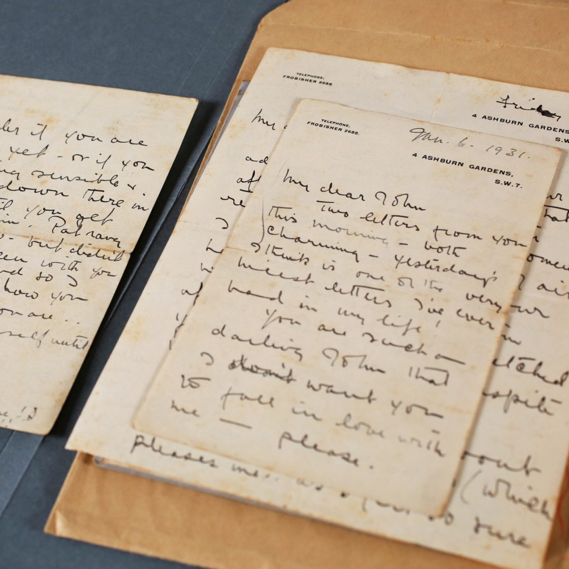 A selection of Audrey Mildmay and John Christie's letters. Photo: Sam Stephenson